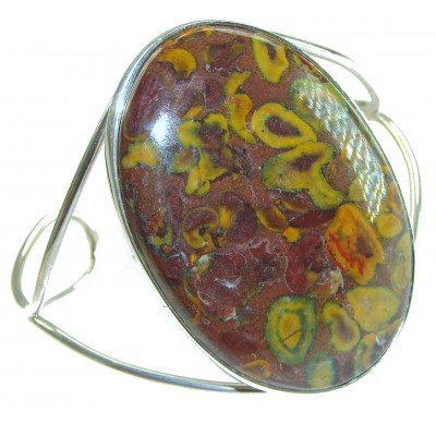 Excellent quality Leopard Skin Jasper .925 Sterling Silver handcrafted Statement Bracelet / Cuff