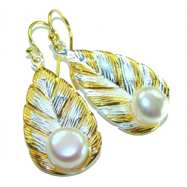 Sublime Blister Pearl 14K Gold over .925 Sterling Silver handcrafted Earrings