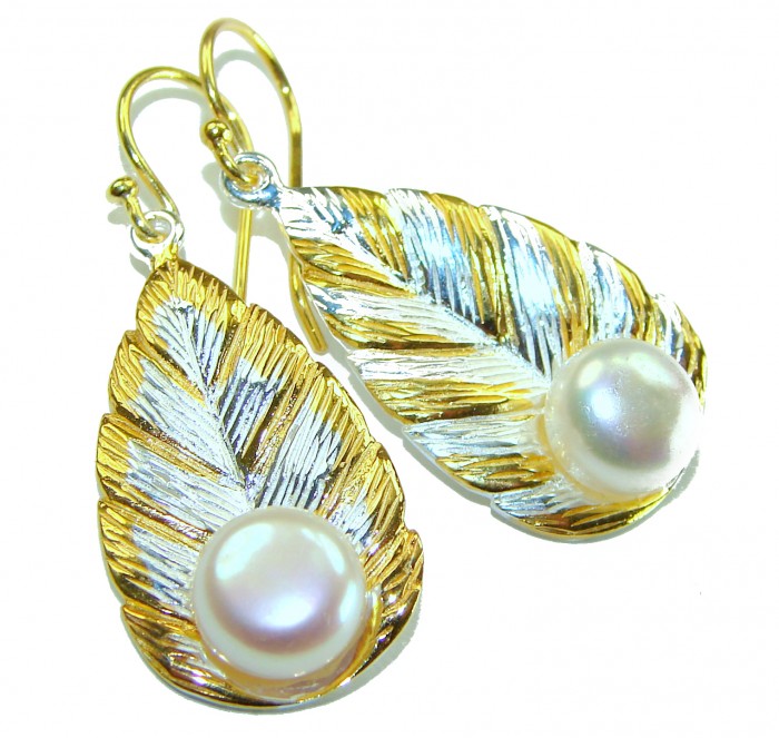 Sublime Blister Pearl 14K Gold over .925 Sterling Silver handcrafted Earrings