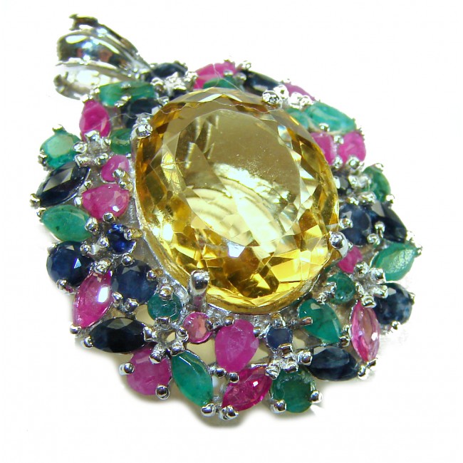 Tiffany - Vintage Design Genuine 14.5 carat precious Citrine .925 Sterling Silver handmade Pendant