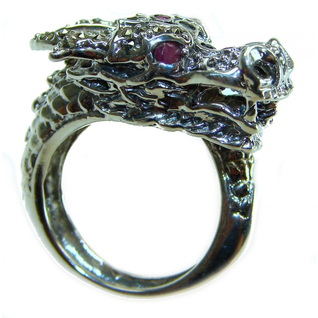 Reclaim your Power Authentic Marcasite .925 Sterling Silver Handcrafted Large Ring size 7