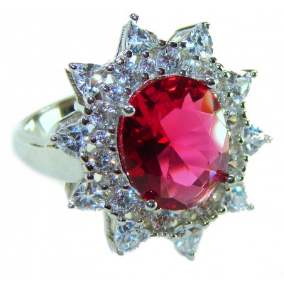 Spectacular Authentic 9.3 carat Ruby .925 Sterling Silver handmade Cocktail Ring s. 7 1/4