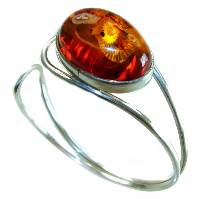 Classy Design Genuine BEST QUALITY Baltic Amber .925 Sterling Silver handamde Bracelet / Cuff
