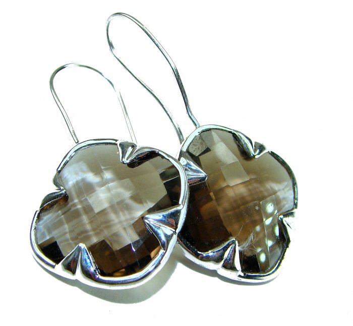 Alessandra 22.5 carat Champagne Smoky Topaz .925 Sterling Silver handmade Earrings - video