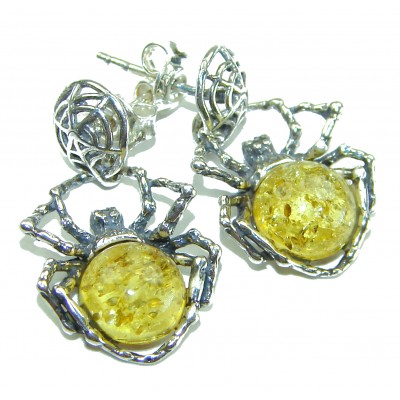 Golden Spiders authentic Baltic Amber .925 Sterling Silver earrings