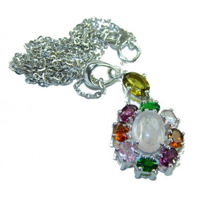 Red Rose authentic Rose Quartz .925 Sterling Silver handcrafted necklace