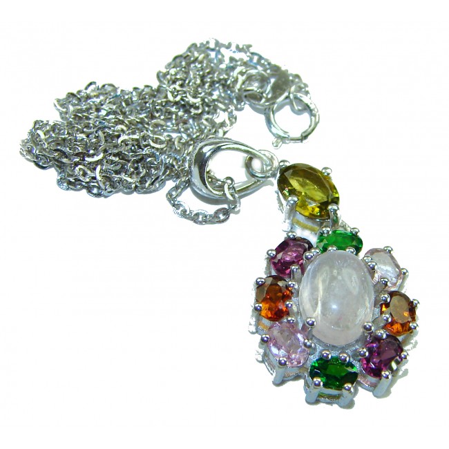 Red Rose authentic Rose Quartz .925 Sterling Silver handcrafted necklace