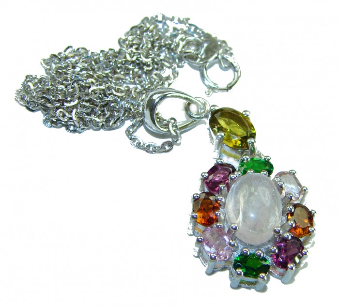 Red Rose authentic Rose Quartz .925 Sterling Silver handcrafted necklace