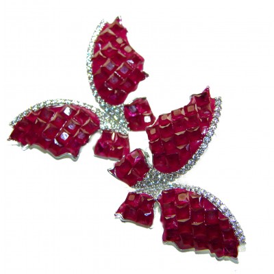 Real Beauty natural 14.2 carat Ruby Butterflies .925 Sterling Silver handcrafted earrings
