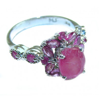 Spectacular Authentic 9.3 carat Ruby .925 Sterling Silver handmade Cocktail Ring s. 5