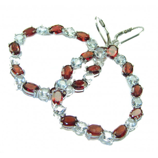 Long - Authentic 10.5ct Garnet White Topaz .925 Sterling Silver handmade earrings