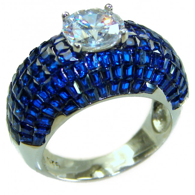 Precious Design oval cut 15.9 CARAT Sapphire White Topaz .925 Sterling Silver Statement Ring s. 8 1/4