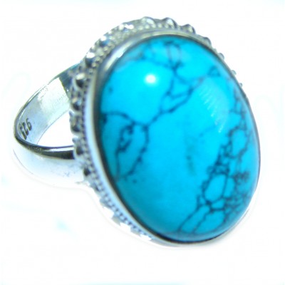 Serenity - 10.5 carat genuine Turquoise .925 Sterling Silver Ring size 8