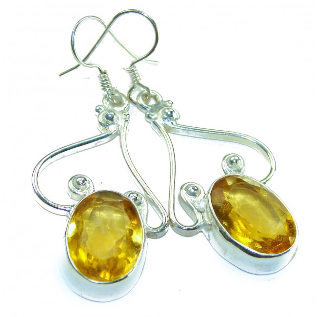 Born in Spain Luxurious Natural 10.2 carat Citrine from Spain .925 Sterling Silver handmade earrings