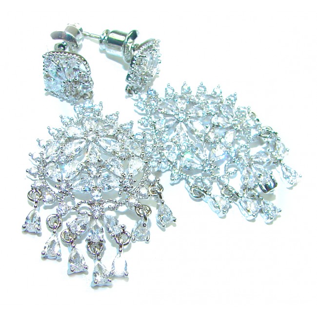 Allure Natural 10.2 carat White Topaz .925 Sterling Silver handcrafted earrings
