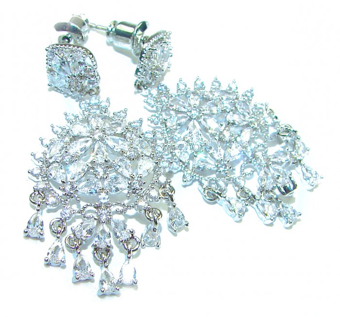 Allure Natural 10.2 carat White Topaz .925 Sterling Silver handcrafted earrings - video