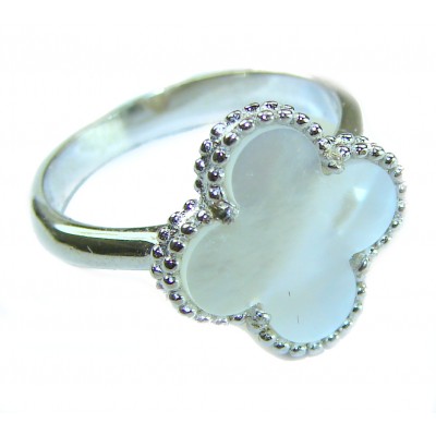 A four-leaf clover Blister Pearl .925 Sterling Silver handcrafted ring s. 8