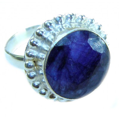 Precious Design baquette cut 4.9 CARAT Sapphire .925 Sterling Silver Statement Ring s. 8 1/2