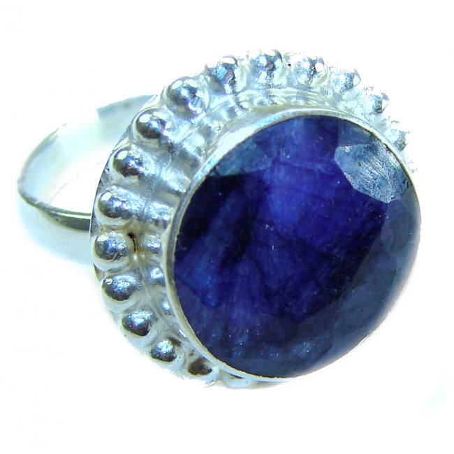 Precious Design baquette cut 4.9 CARAT Sapphire .925 Sterling Silver Statement Ring s. 8 1/2