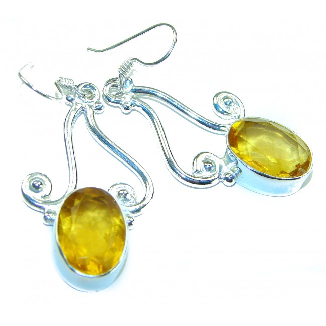 Born in Spain Luxurious Natural 10.2 carat Citrine from Spain .925 Sterling Silver handmade earrings
