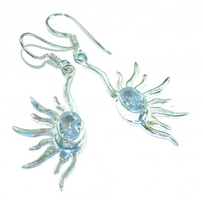 Allure Natural 5.2 carat White Topaz .925 Sterling Silver handcrafted earrings