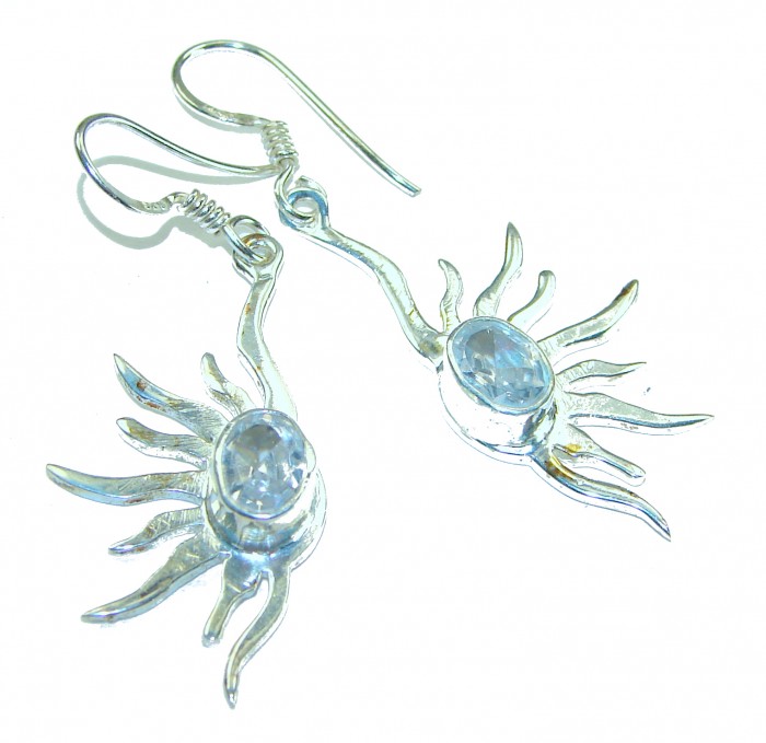 Allure Natural 5.2 carat White Topaz .925 Sterling Silver handcrafted earrings