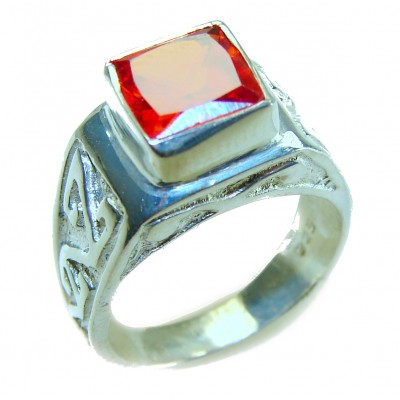 22.5 carat Red Garnet .925 Sterling Silver handcrafted ring; s. 7 1/2