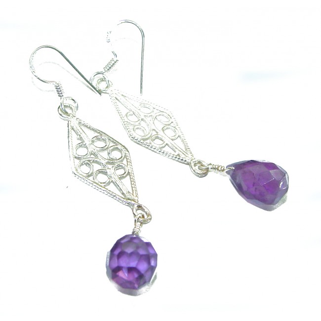 Purple Beauty - authentic 8.5 carat Amethyst .925 Sterling Silver handcrafted earrings