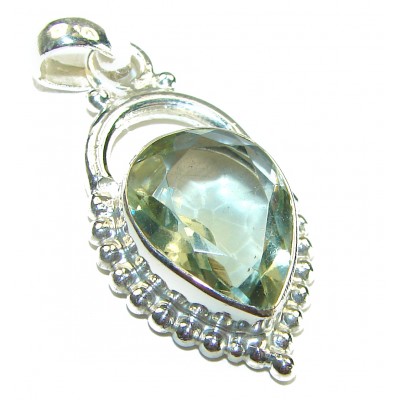 11.6 carat Green Amethyst - Prasolite .925 Sterling Silver handcrafted pendant