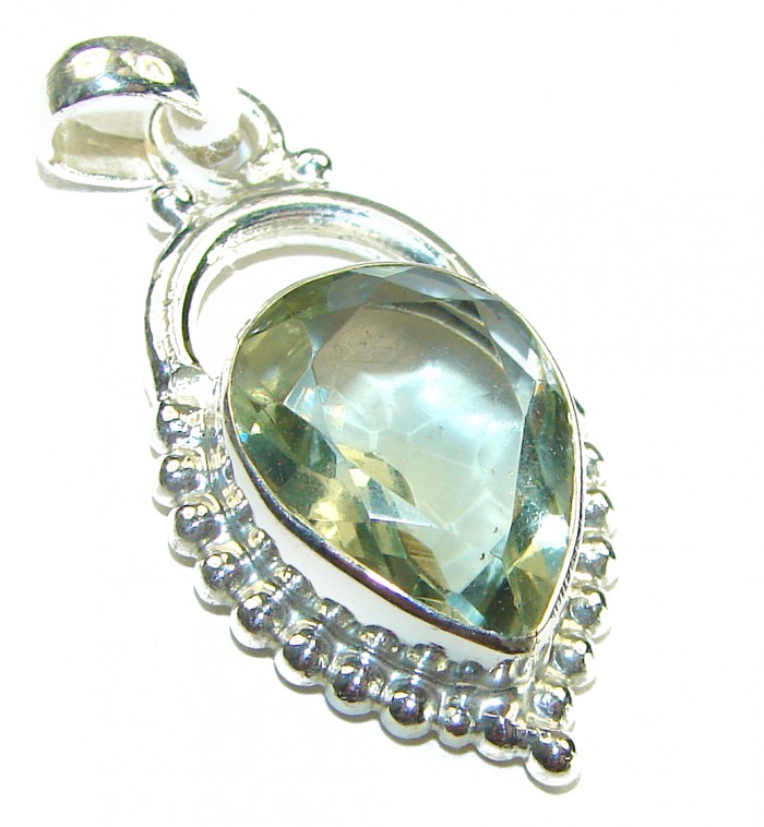 11.6 carat Green Amethyst - Prasolite .925 Sterling Silver handcrafted pendant