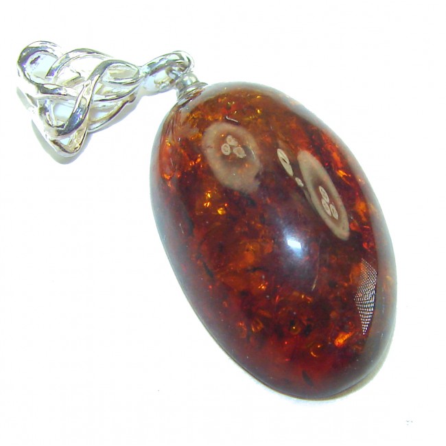 Prehistoric Authentic Baltic Amber .925 Sterling Silver beautifully handcrafted Pendant