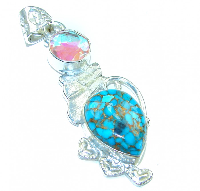 Arizona Beauty Natural Natural Turquoise .925 Sterling Silver handmade pendant