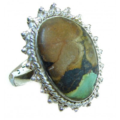 Rare Turquoise .925 Sterling Silver handcrafted Large ring; s. 8