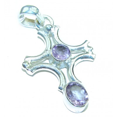 Precious Holy Cross Amethyst .925 Sterling Silver Pendant / Cross
