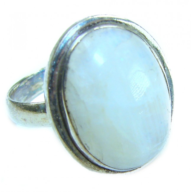 Rainbow Moonstone .925 Sterling Silver handmade ring s. 10