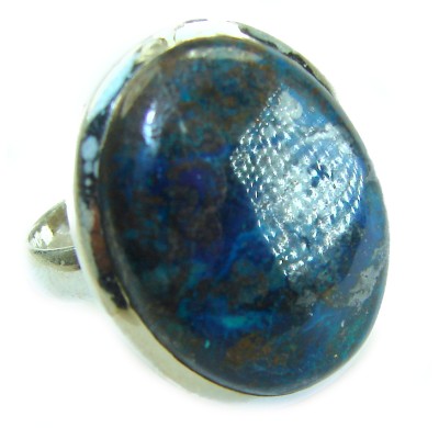 Great quality Parrot's Wings Chrysocolla .925 Sterling Silver handcrafted Ring size 8 1/2
