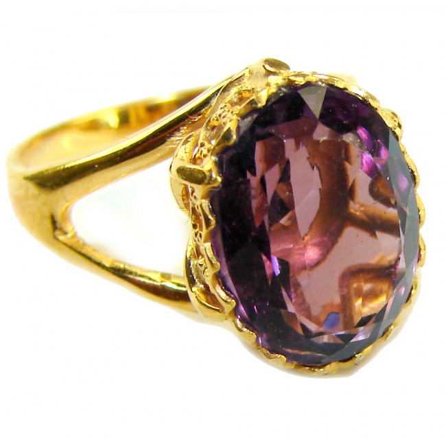 Purple Royalty 10.5 carat Amethyst .925 Sterling Silver dipped in 14K Rose Gold over Handcrafted Ring size 6