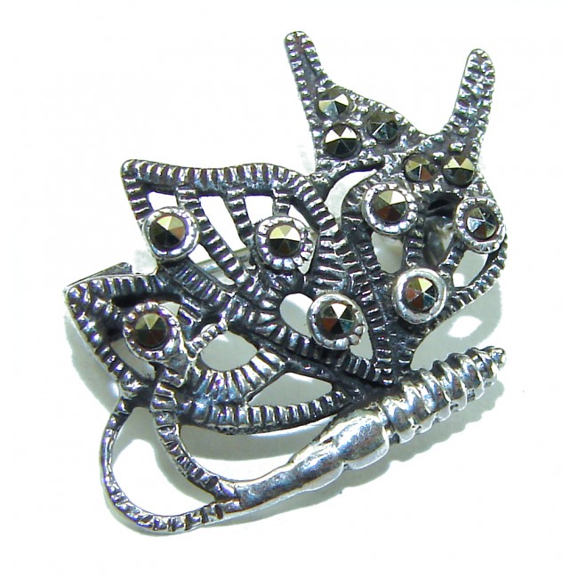 Marcasite .925 Sterling Silver handmade Pendant Brooch