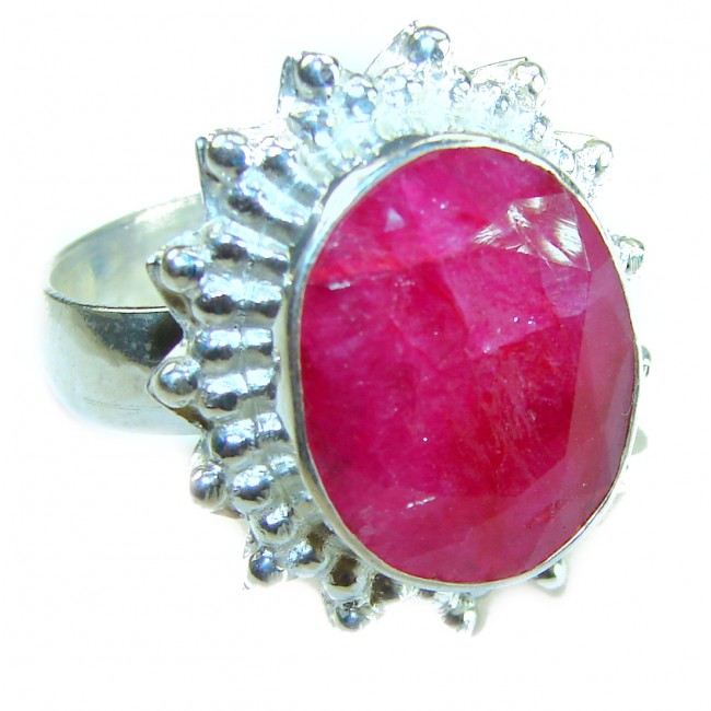 Magnificent Jewel 5.5 carat Ruby .925 Sterling Silver Handcrafted Ring size 10