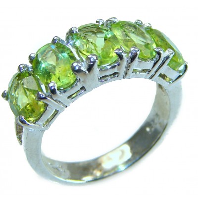 Authentic 11.9 carat Peridot .925 Sterling Silver handmade Ring s. 6 1/4