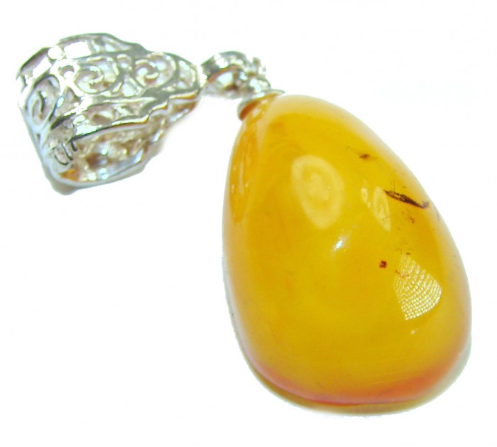 Prehistoric Authentic Buttescotch Baltic Amber .925 Sterling Silver beautifully handcrafted Pendant