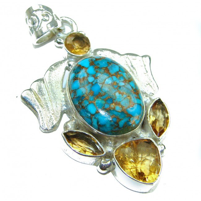Arizona Beauty Natural Natural Turquoise .925 Sterling Silver handmade pendant