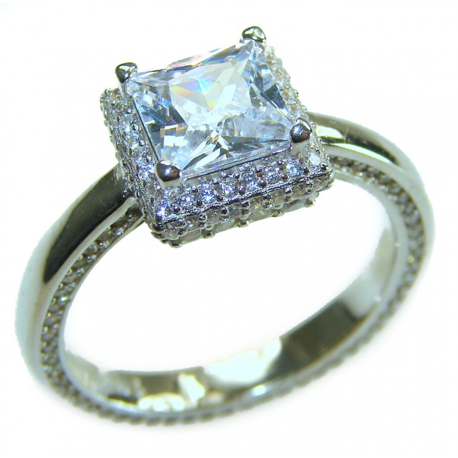 Luxurious 4.2 carat White Topaz .925 Sterling Silver handcrafted Ring s. 9