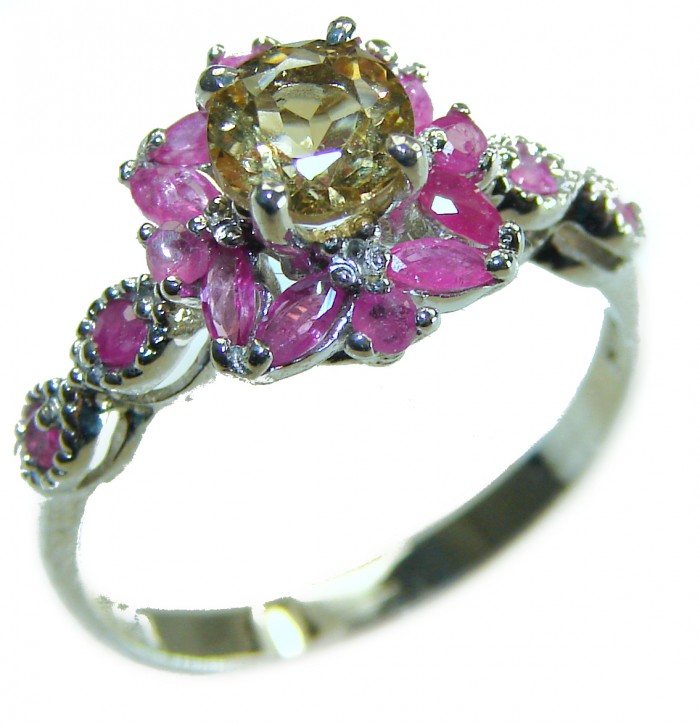 Golden Treasure 4.5 carat Citrine .925 Sterling Silver Handcrafted Ring size 9