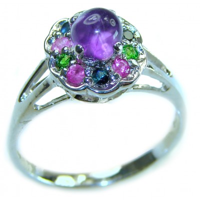 4.5 carat Purple Amethyst .925 Sterling Silver Handcrafted Ring size 7