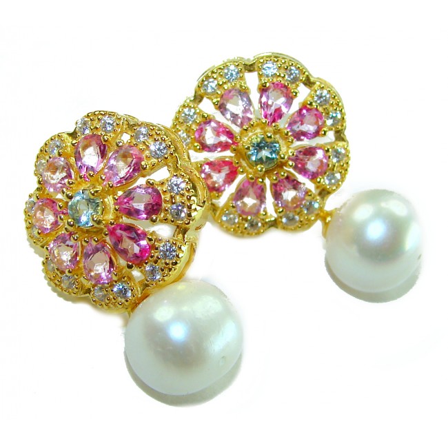 Sublime Pearl Pink Topaz 14K Gold over .925 Sterling Silver handcrafted Earrings