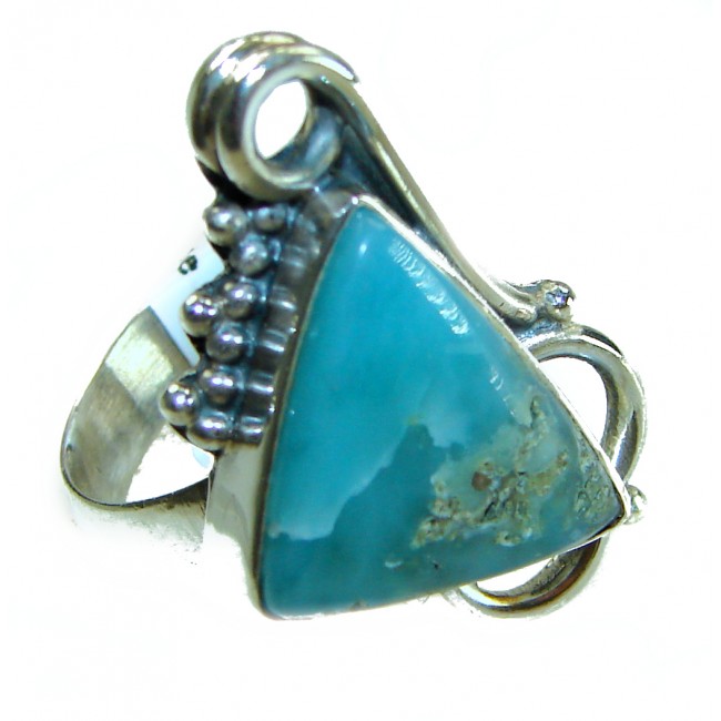 Blue Perfection AUTHENTIC Larimar .925 Sterling Silver handmade Large ring size 8
