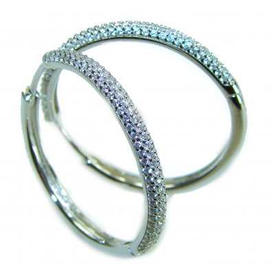 Allure Natural 8.2 carat White Topaz .925 Sterling Silver handcrafted hoop earrings