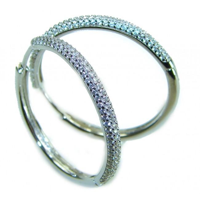 Allure Natural 8.2 carat White Topaz .925 Sterling Silver handcrafted hoop earrings