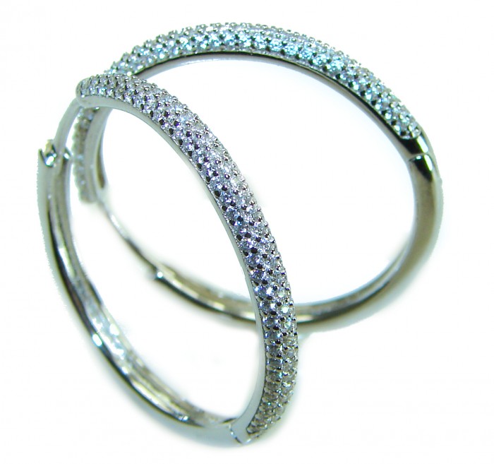 Allure Natural 8.2 carat White Topaz .925 Sterling Silver handcrafted hoop earrings